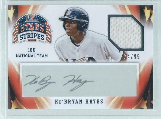KE'BRYAN HAYES 2015 USA BASEBALL 18U NATIONAL TEAM JERSEY AUTO PROSPECT #D 24/95