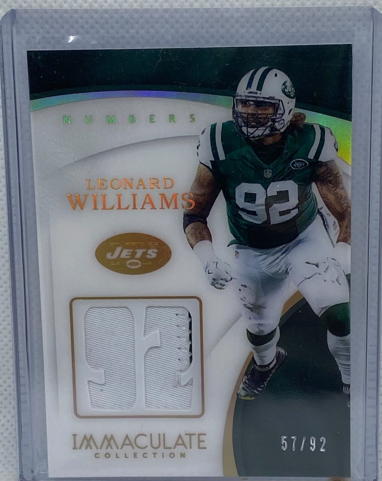 LEONARD WILLIAMS 2017 PANINI IMMACULATE COLLECTION NUMBERS DUAL PATCH #D 57/92