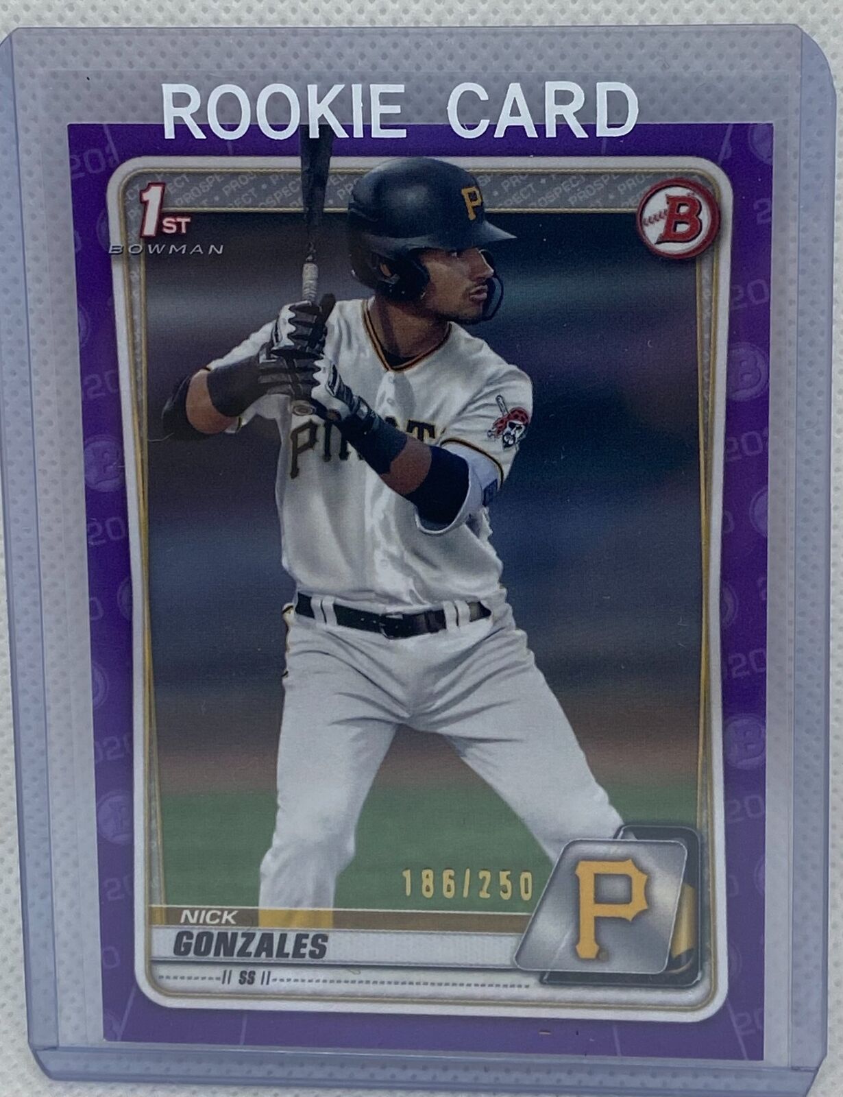 NICK GONZALES 2020 TOPPS 1ST BOWMAN PROSPECT PURPLE #D 185/250