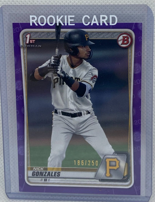 NICK GONZALES 2020 TOPPS 1ST BOWMAN PROSPECT PURPLE #D 185/250