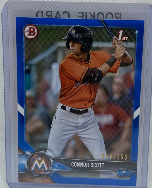 CONNOR SCOTT 2018 TOPPS 1ST BOWMAN PROSPECT BLUE #D 059/150