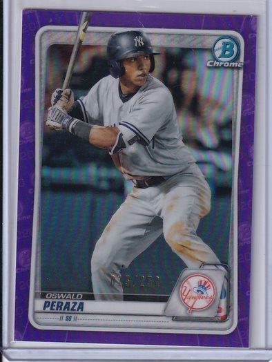 OSWALD PERAZA 2020 BOWMAN CHROME PROSPECT PURPLE REFRACTOR #D 015/250