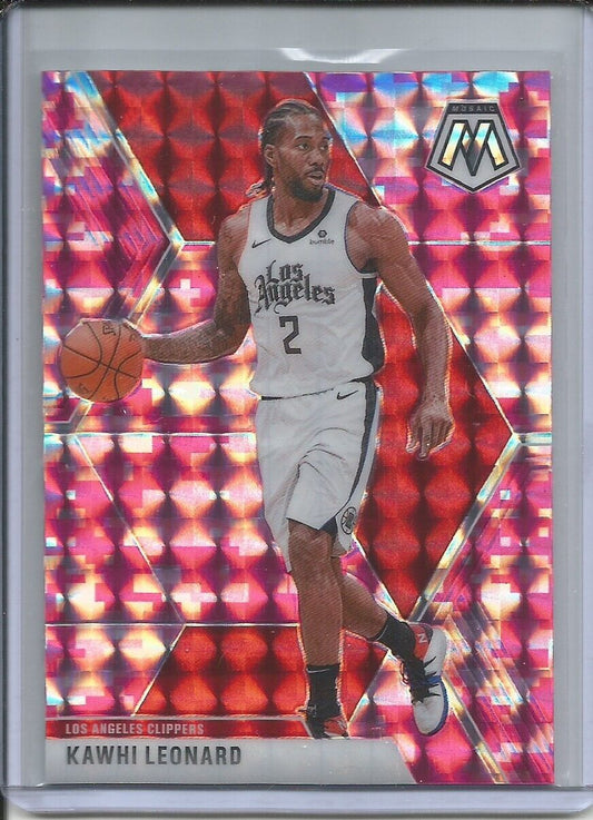 KAWHI LEONARD 2019-20 PANINI MOSAIC CAMO PINK PRIZM CLIPPERS #78