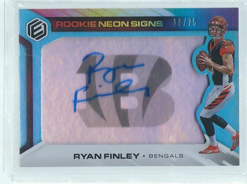 RYAN FINLEY 2019 PANINI ELEMENTS ROOKIE NEON SIGNS BLUE ON CARD AUTO RC #D 18/75