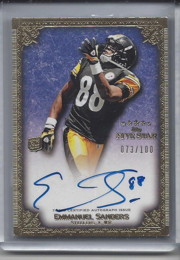 EMMANUEL SANDERS 2010 TOPPS 5 FIVE STAR ON CARD ROOKIE AUTO RC #D 37/100