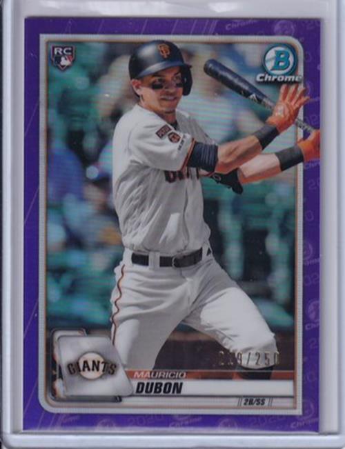MAURICIO DUBON 2020 BOWMAN CHROME PURPLE REFRACTOR ROOKIE RC #D 214/250
