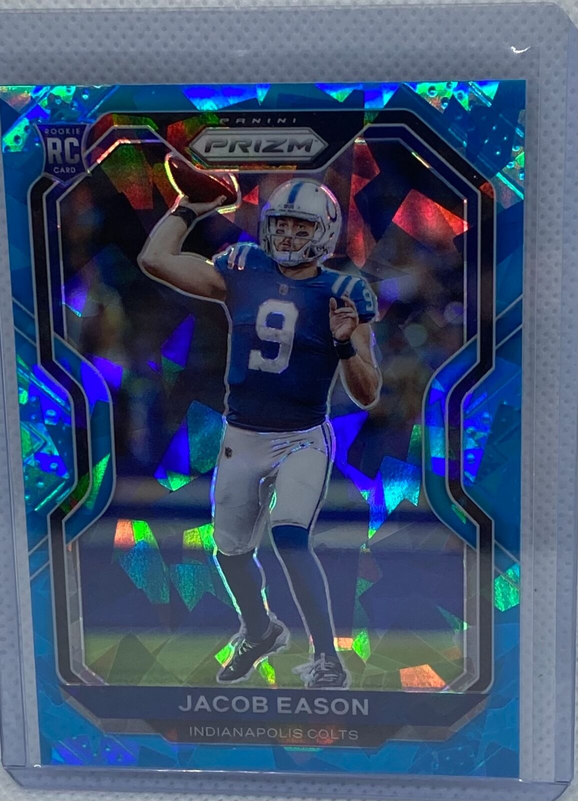 JACOB EASON 2020 PANINI PRIZM LIGHT BLUE CRACKED ICE PRIZM RC #D 37/99