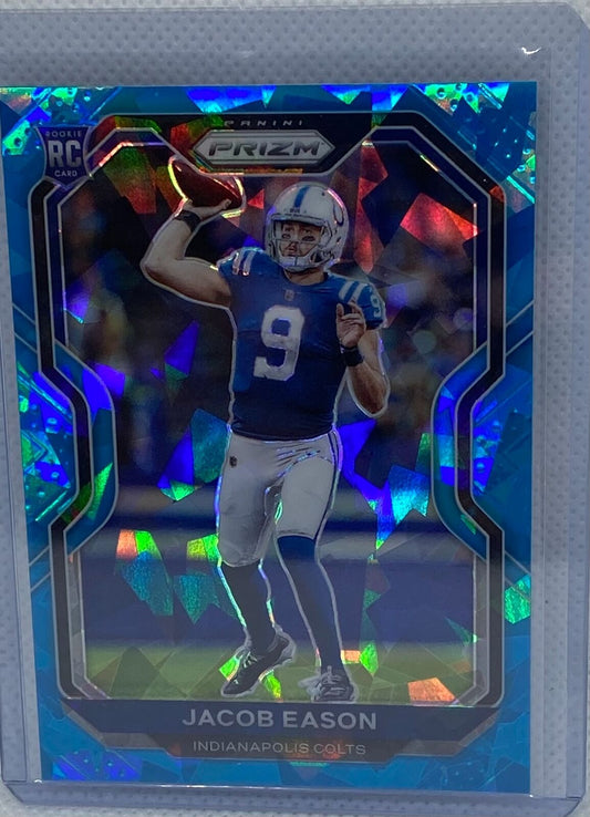 JACOB EASON 2020 PANINI PRIZM LIGHT BLUE CRACKED ICE PRIZM RC #D 37/99
