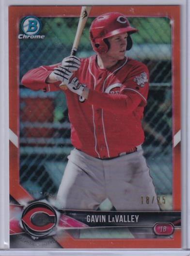 GAVIN LAVALLEY 2018 BOWMAN CHROME PROSPECT ORANGE REFRACTOR #D 18/25