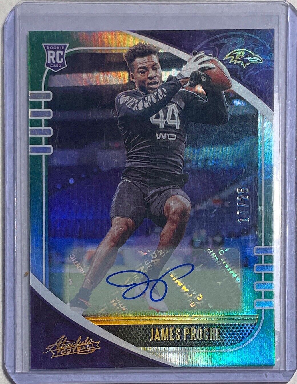 JAMES PROCHE 2020 PANINI ABSOLUTE AUTO GREEN ROOKIE RC #D 17/25