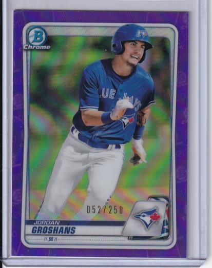 JORDAN GROSHANS 2020 BOWMAN CHROME PROSPECT PURPLE REFRACTOR #D 052/250