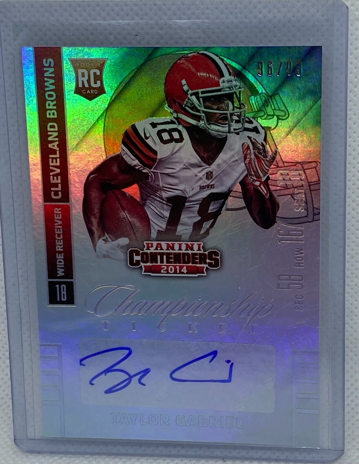 TAYLOR GABRIEL 2014 PANINI CONTENDERS CHAMPIONSHIP TICKET FOIL AUTO RC #D 96/99