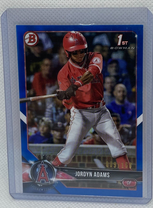 JORDYN ADAMS 2018 TOPPS 1ST BOWMAN PROSPECT BLUE #D 009/150