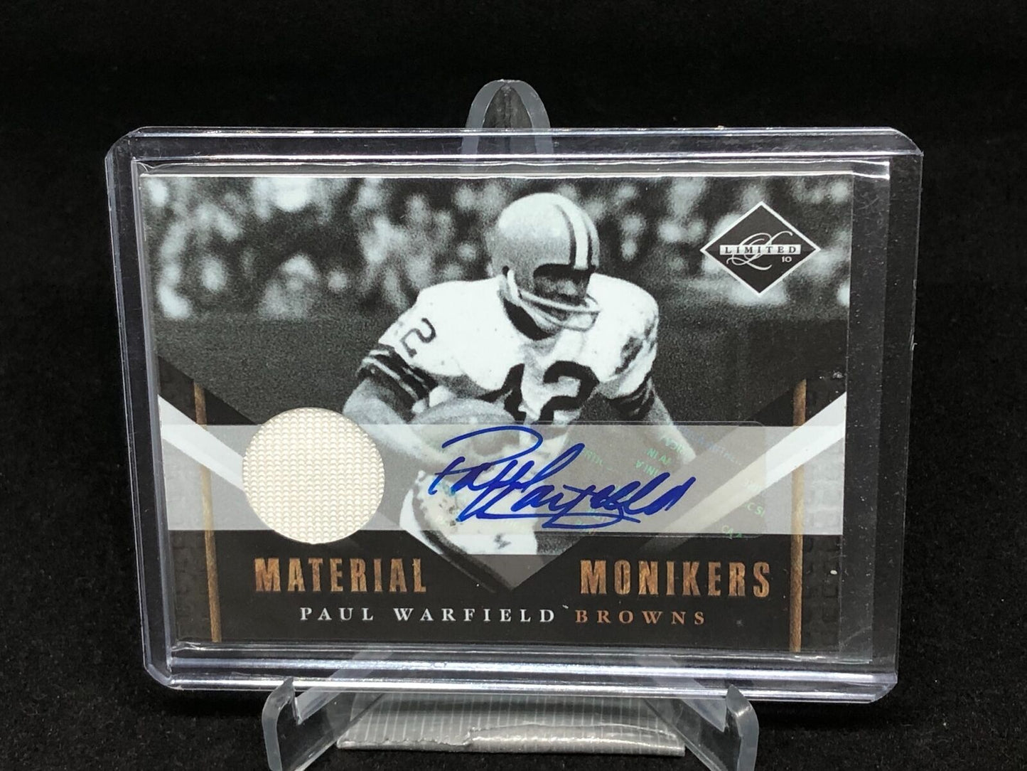 PAUL WARFIELD 2010 PANINI LIMITED MATERIAL MONIKERS GM WORN JERSEY AUTO #D 15/25