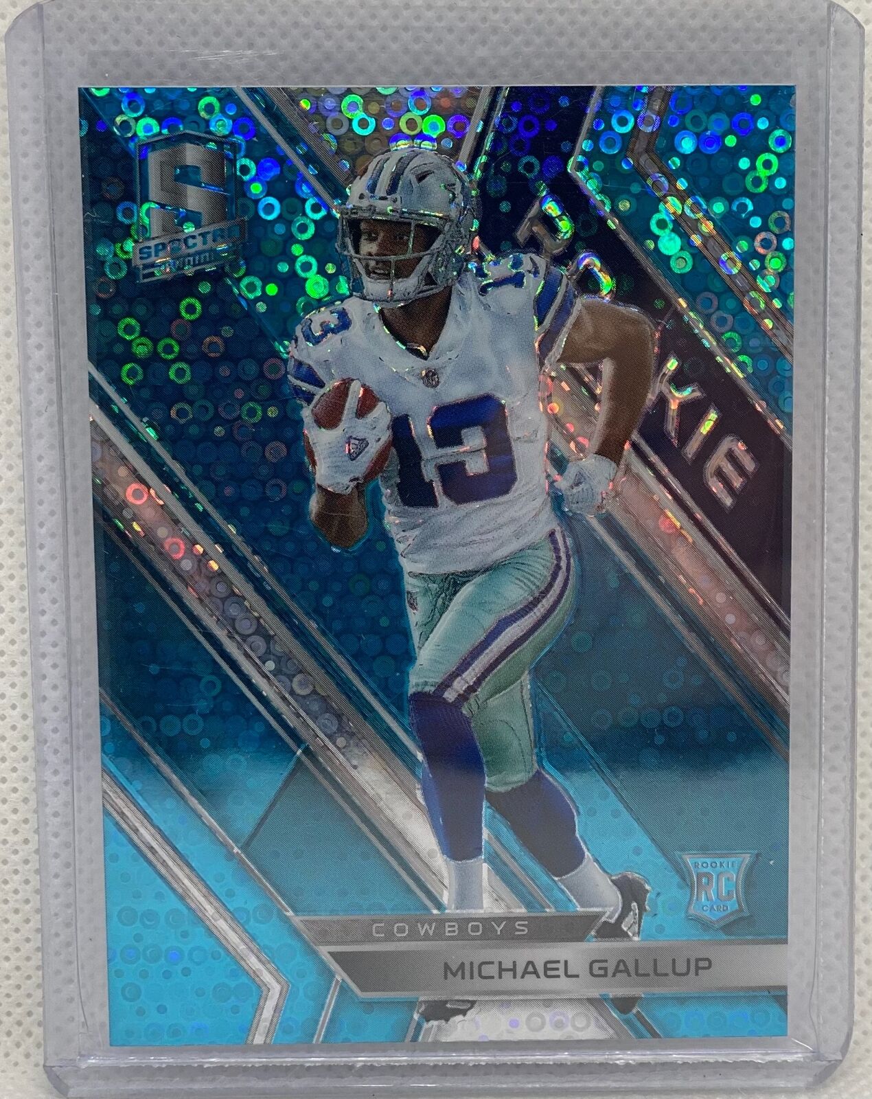 MICHAEL GALLUP 2018 PANINI SPECTRA NEON BLUE PRIZM ROOKIE RC #D 70/75