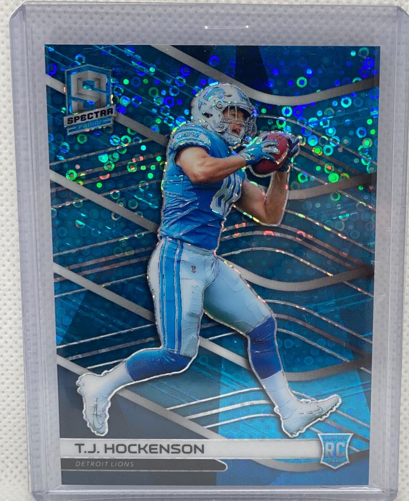 T.J. HOCKENSON 2019 PANINI SPECTRA NEON BLUE PRIZM ROOKIE RC #D 44/60