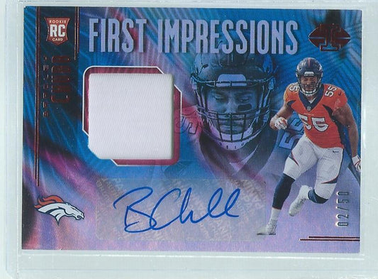 BRADLEY CHUBB 2018 PANINI ILLUSIONS FIRST IMPRESSION PATCH AUTO RED RC #D 2/50