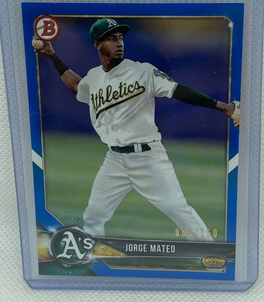 JORGE MATEO 2018 TOPPS BOWMAN PROSPECT BLUE #D 063/150
