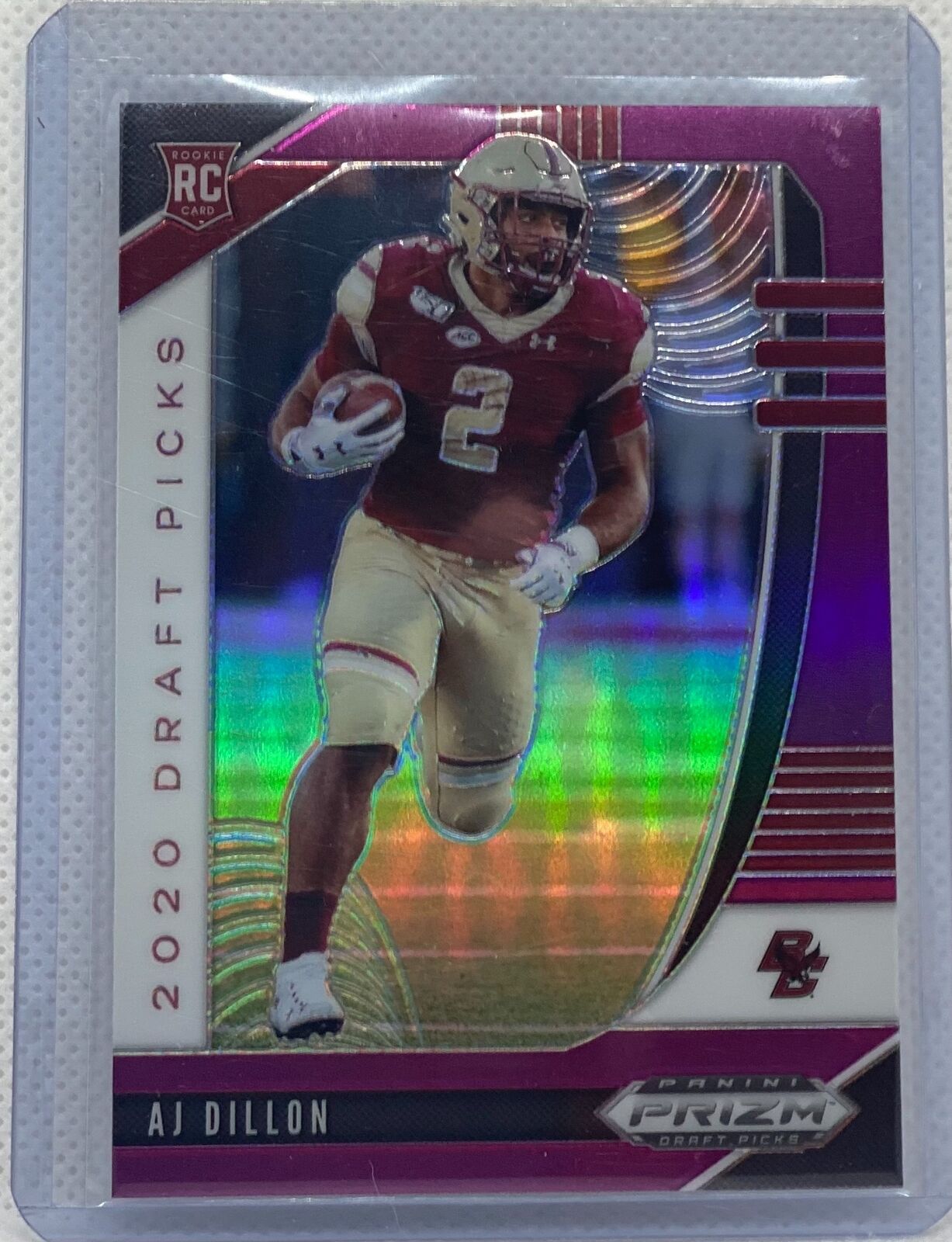 AJ DILLON 2020 PANINI PRIZM DRAFT PICKS PURPLE PRIZMS RC #140