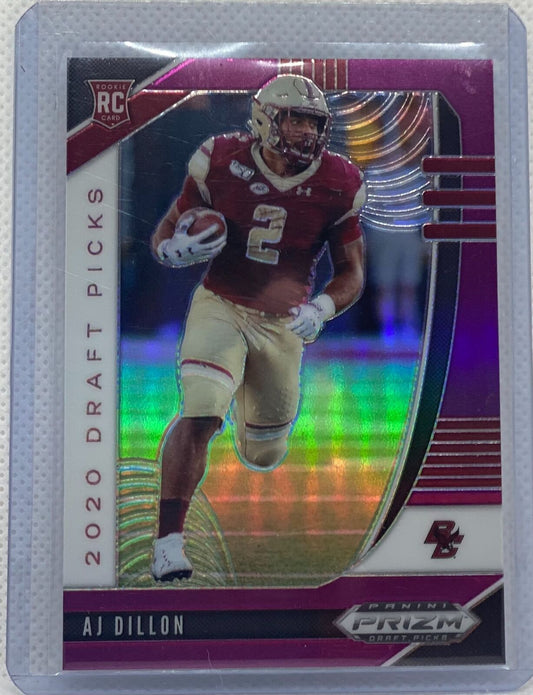 AJ DILLON 2020 PANINI PRIZM DRAFT PICKS PURPLE PRIZMS RC #140