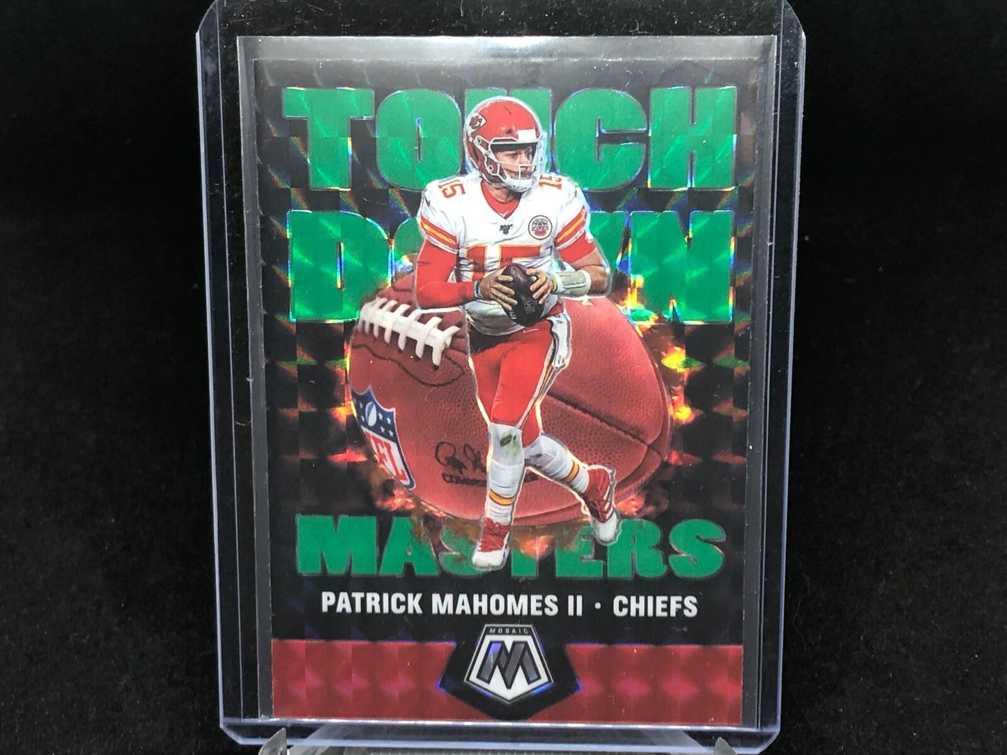 PATRICK MAHOMES II 2020 PANINI MOSAIC GREEN TOUCHDOWN MASTERS PRIZM
