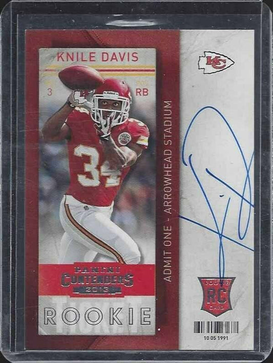 KNILE DAVIS 2013 CONTENDERS ON CARD ROOKIE TICKET AUTO SIGNED ON BOTH SIDES! SSP