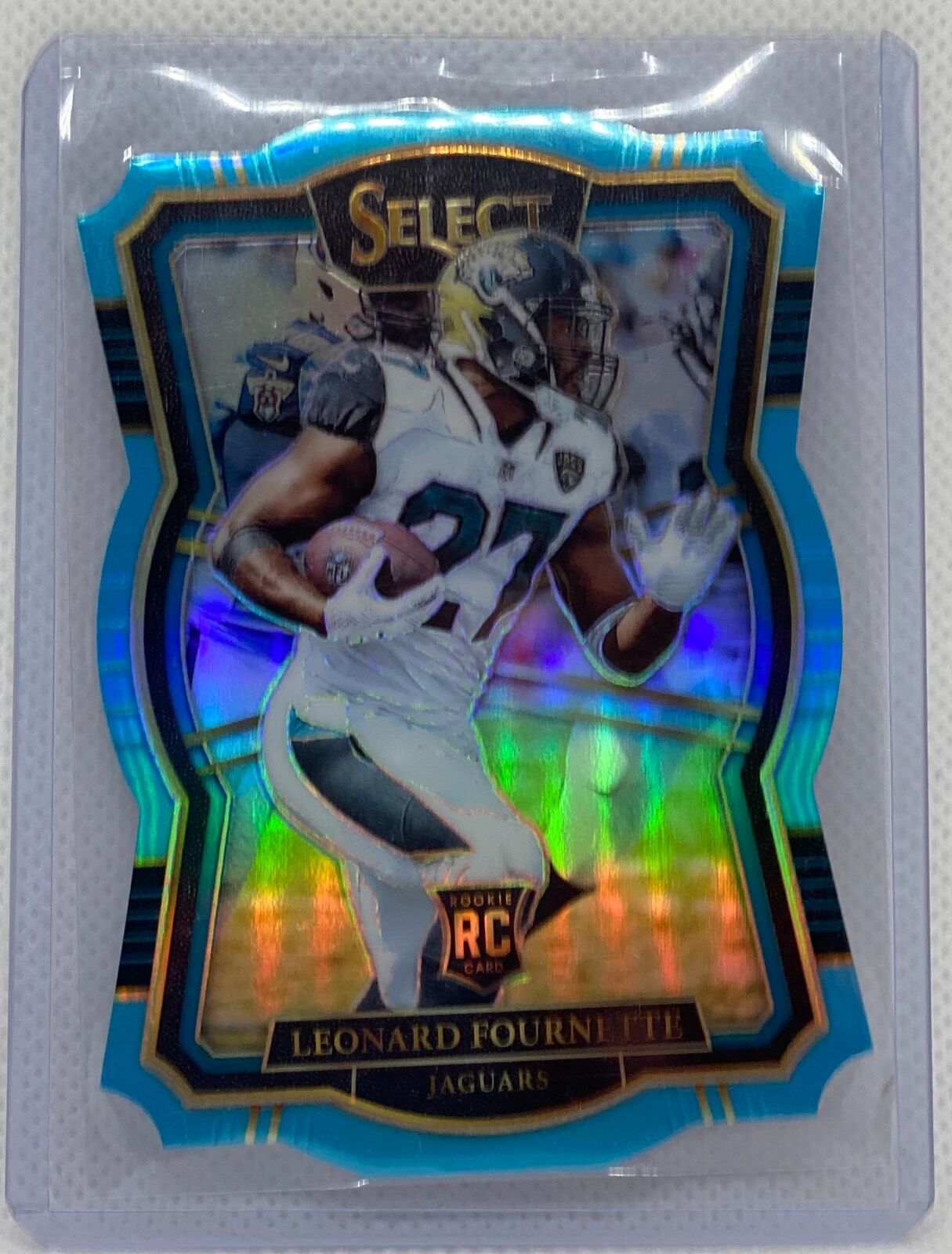 LEONARD FOURNETTE 2017 PANINI SELECT LIGHT BLUE PRIZM DIE CUT RC #D 70/99