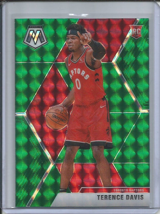 TERENCE DAVIS 2019-20 PANINI MOSAIC GREEN PRIZM ROOKIE RC RAPTORS #226