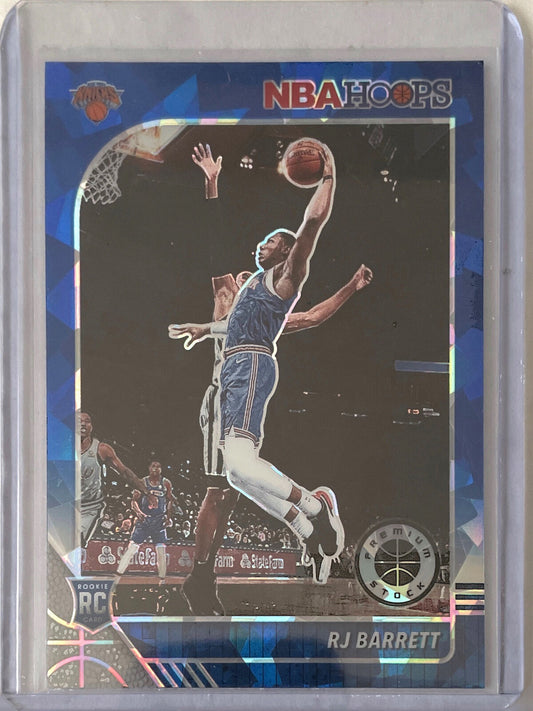 RJ BARRETT 2019-20 PANINI HOOPS PREMIUM STOCK BLUE CRACKED ICE PRIZM RC #201
