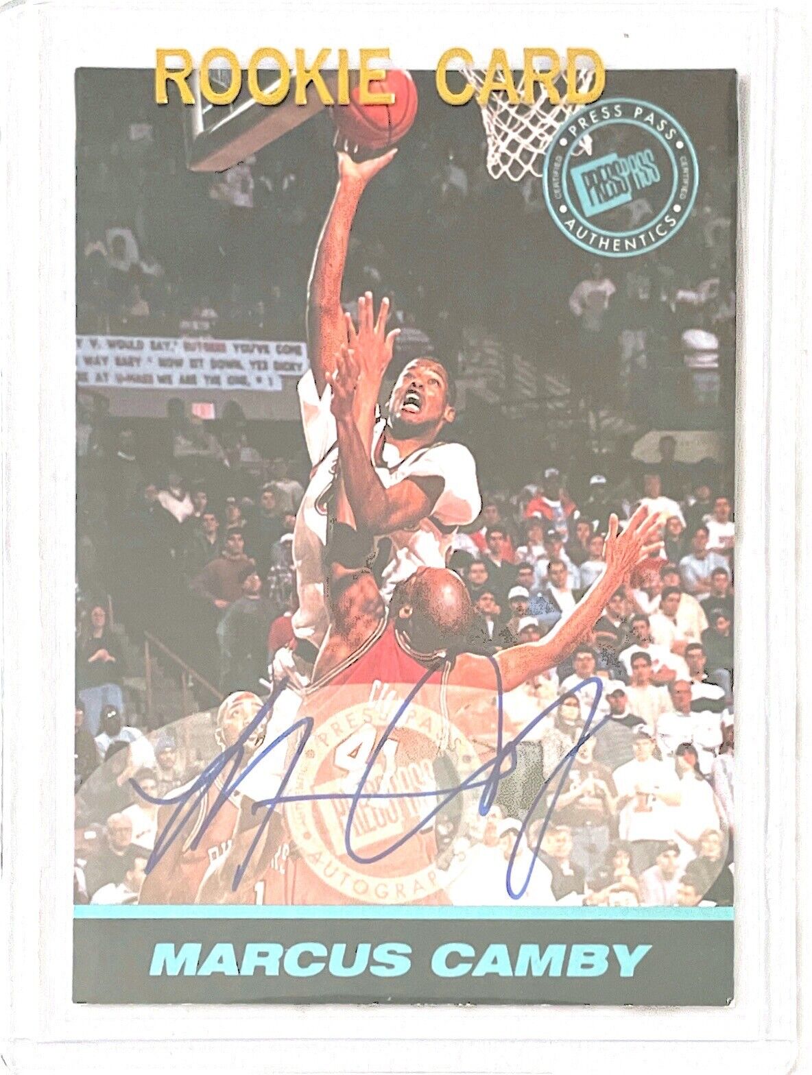 MARCUS CAMBY 1998-99 PRESS PASS AUTHENTICS SIGNATURE EDITION AUTO RC #D /500
