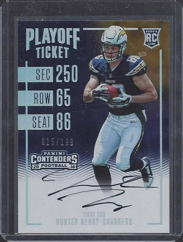 HUNTER HENRY 2016 CONTENDERS PLAYOFF TICKET CHARGERS ON CARD AUTO RC #D 15/199