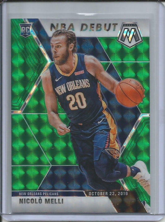 NICOLO MELLI 2019-20 PANINI MOSAIC NBA DEBUT GREEN PRIZM ROOKIE RC PELICANS #279