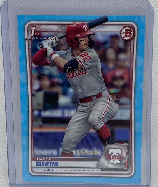 CASEY MARTIN 2020 TOPPS 1ST BOWMAN PROSPECT SKY BLUE #D 108/499