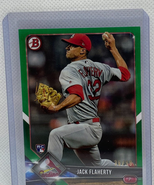 JACK FLAHERTY 2018 TOPPS BOWMAN CHROME ROOKIE GREEN RC #D 36/99