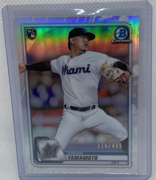 JORDAN YAMAMOTO 2020 TOPPS BOWMAN CHROME ROOKIE REFRACTOR RC #D 116/499