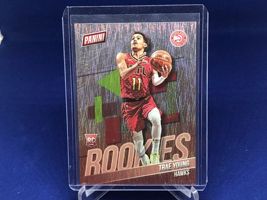TRAE YOUNG 2018-19 PANINI THE NATIONAL ROOKIES RAIN RC #D 30/99