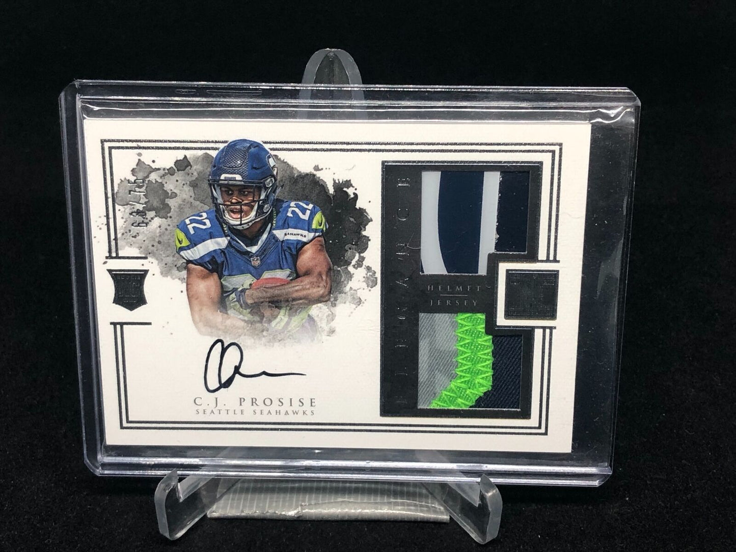 CJ PROSISE 2016 IMPECCABLE ELEGANCE 3 CLR DUAL PATCH ON CARD AUTO RC #D 63/75