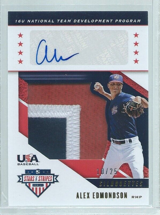 ALEX EDMONDSON 2019 USA STARS & STRIPES 3 COLOR PATCH AUTO PROSPECT #D 10/25