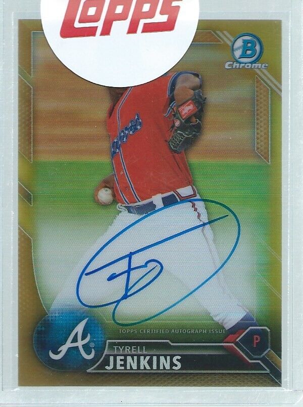 TYRELL JENKINS 2016 BOWMAN CHROME ON CARD AUTO PROSPECT GOLD REFRACTOR #D 17/50