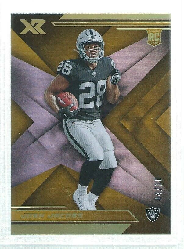JOSH JACOBS 2019 PANINI XR GOLD ROOKIES RC #D 4/10