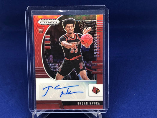 JORDAN NWORA 2020-21 PANINI PRIZM DRAFT PICKS RED PRIZMS AUTO RC #D 164/199