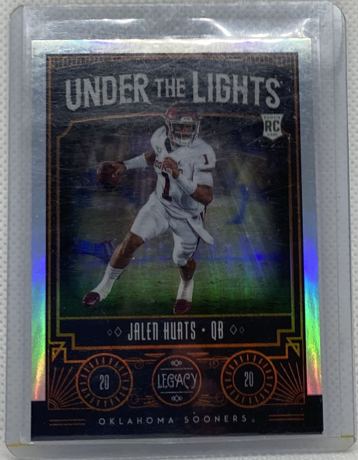 JALEN HURTS 2020 PANINI LEGACY UNDER THE LIGHTS SILVER PRIZM ROOKIE RC #1
