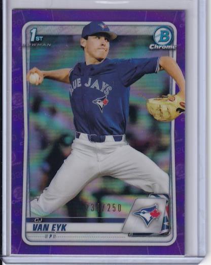 CJ VAN EYK 2020 BOWMAN CHROME PURPLE REFRACTOR 1ST PROSPECT #D 234/250