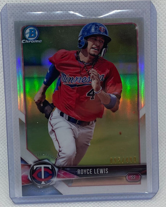 ROYCE LEWIS 2018 TOPPS BOWMAN CHROME PROSPECT REFRACTOR #D 095/499