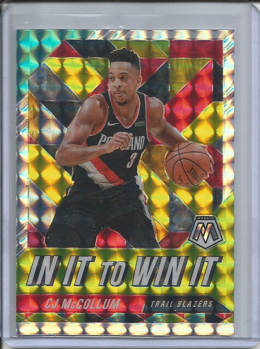 CJ MCCOLLUM 2019-20 PANINI MOSAIC IN IT TO WIN IT SILVER WAVE PRIZM #11