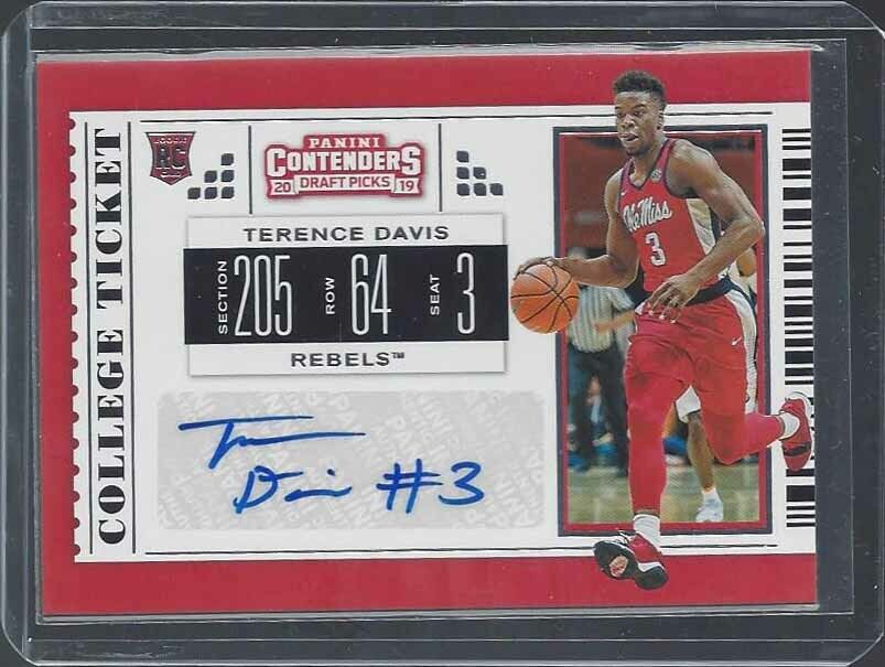TERENCE DAVIS 2019 CONTENDERS RAPTORS ROOKIE AUTO RC #121
