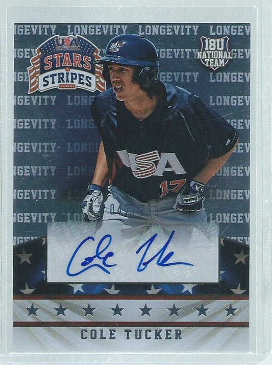 COLE TUCKER 2015 USA STARS & STRIPES LONGEVITY AUTO PROSPECT #D 42/299