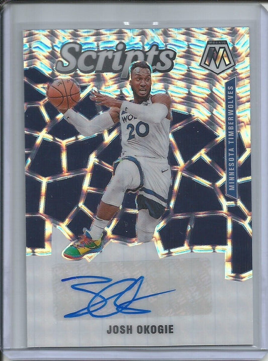 JOSH OKOGIE 2019-20 PANINI MOSAIC SCRIPTS AUTOGRAPH AUTO SILVER WAVE PRIZM