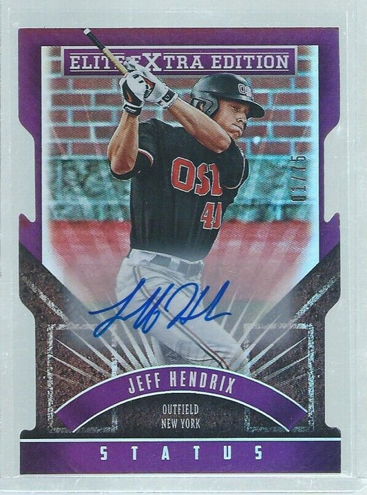 JEFF HENDRIX 2015 ELITE EXTRA STATUS AUTO DIE CUT PROSPECT PURPLE #D 1/75