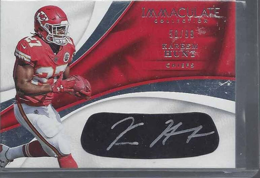 KAREEM HUNT 2017 IMMACULATE EYE BLACK ROOKIE AUTO RC #D 58/99
